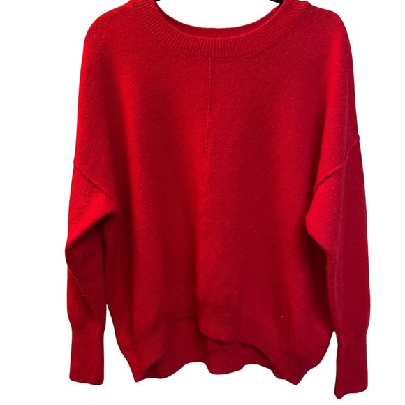 Vince Camuto Sweaters - Vince Camuto Red Oversized Drop Shoulder Crew Neck Knit Sweater Womens Large